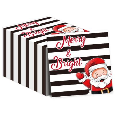 100PCS Merry Christmas Napkins Stripes Merry Bright Paper Napkins Decorations Cute Santa Claus Pattern Napkins Favors Xmas Theme Party Paper Napkins for Winter Holiday Dinner Wedding Party Supplies