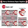 100PCS Merry Christmas Napkins Stripes Merry Bright Paper Napkins Decorations Cute Santa Claus Pattern Napkins Favors Xmas Theme Party Paper Napkins for Winter Holiday Dinner Wedding Party Supplies view 2
