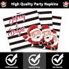 100PCS Merry Christmas Napkins Stripes Merry Bright Paper Napkins Decorations Cute Santa Claus Pattern Napkins Favors Xmas Theme Party Paper Napkins for Winter Holiday Dinner Wedding Party Supplies view 3