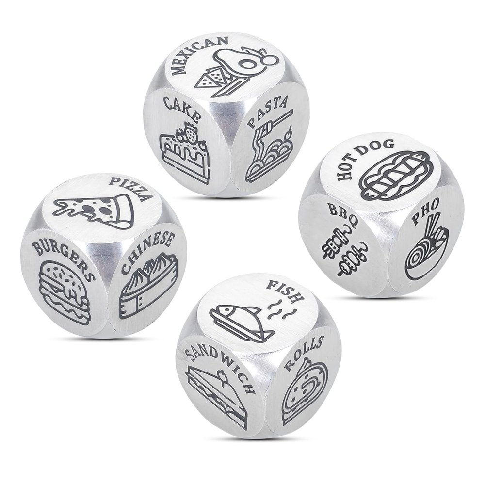 Adults Stocking Stuffers for Women Men, 4Pcs Food Dice, Christmas White Elephant Gifts, Funny Date Night Dice for Couples, Valentines Day Anniversary Wedding Birthday Gifts for Boyfriend Girlfriend
