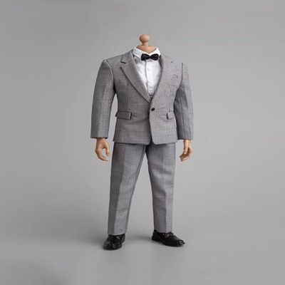1/6 Scale Male Clothes,Men's Gray Suit Coat Shirt Pant Trousers Costume Outfit Clothing for 12inch Male Action Figure Body (D)