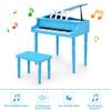 HONEY JOY Classical Kids Piano, 30-Key Mini Grand Piano with Music Stand and Bench, Wooden Musical Instrument Toy with Lid & Music Rack, Gift for Boys Girls Ages 3+  view 2