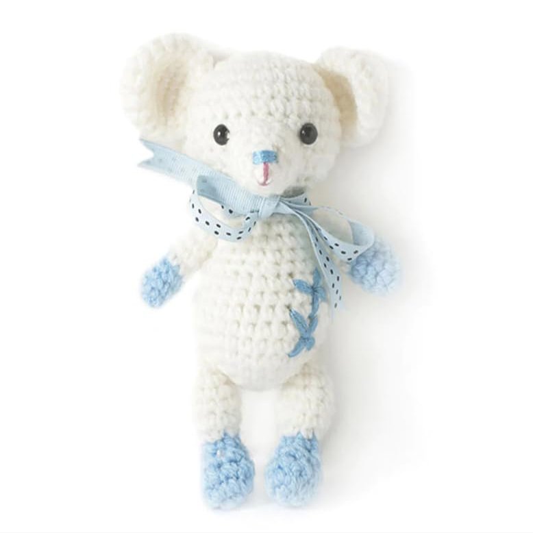 Blue-White Mouse Crochet Doll Handmade Amigurumi Plush Toy VAC
