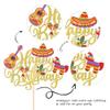 1 Pack Happy Birthday Fiesta Cake Topper Guitar Cactus Donkey Rackets Pepper Cake Pick for Mexican Fiesta Theme Baby Shower Birthday Party Cake Decorations Supplies Gold view 3