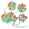 1 Pack Fiesta Happy Birthday Cake Topper Cactus Donkey Guitar Rackets Pepper Cake Pick for Mexican Fiesta Theme Baby Shower Birthday Party Cake Decorations Supplies Green view 3