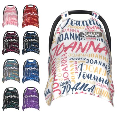Custom Baby Car Seat Cover with Name, Personalized Name Car Seat Canopy for Babies, Customized Nursing Cover Gifts for Boy Girl Infant Newborn New Mom (White)