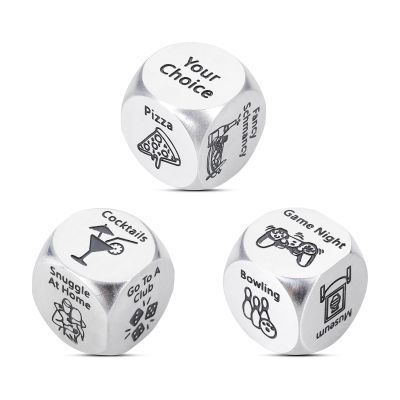 3PCS Food Decision Dice Couple Dice Games Valentines Gifts for Boyfriend Girlfriend Anniversary Steel Gifts for Couple Husband Wife Christmas Stocking Stuffers for Women Men White Elephant