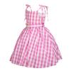 ATIMIGO Girls Pink Plaid Suspenders Dress Movie Cosplay Costumes Halloween Party Outfit for Girls Dress Up with Accessories 7-8 Years view 2