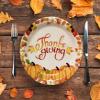 Visroco 40 PCS 9 '' Thanksgiving Paper Plates Fall Theme Party Supplies Give Thanks Pumpkin Autumn Tableware for Fall Thanksgiving Dinner Party Decorations view 4