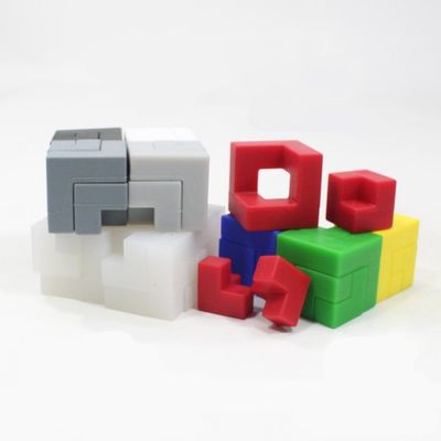 AroundSquare Deco Blocks Untitled 1 -Different Shapes Puzzle Desk Toy - 16 Piece Skill Toy (Translucent White)