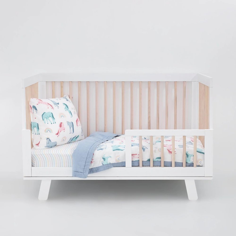 Little Unicorn Toddler Bedding 3-Piece Set | Includes Comforter, Crib Sheet & Pillowcase | Soft & Breathable Muslin Fabric | for Convertible Cribs & Toddler Beds (Unicorns)