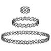 EXPRESSIONS 3pc Assorted Tattoo Stretch Jewelry Collection - Tattoo Choker Necklace, Bracelet & Ring Set - Stretchy Tattoo Effect Jewelry Accessories For Kids And Adults view 1