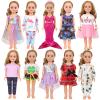 MSYO 10 Sets Doll Clothes for 17 - 18 Inch Dolls, 16 Pcs Fashion Outfits Variety Pack, Floral Dresses, Casual Wear & Pajamas, Girl Doll Dress - Up Set for Play & Gifting view 1