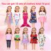 MSYO 10 Sets Doll Clothes for 17 - 18 Inch Dolls, 16 Pcs Fashion Outfits Variety Pack, Floral Dresses, Casual Wear & Pajamas, Girl Doll Dress - Up Set for Play & Gifting view 2