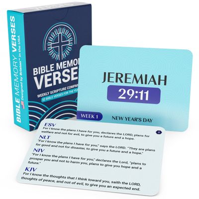 Bible Memory Verses Flash Cards 52 Weekly Scripture Cards with ESV NLT NIV KJV Translations Christian Faith Learning Tool for Adults, Kids, Church, Homeschool, and Bible Study by Briston