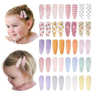 40 Pcs Girl Hair Clips Floral Print Toddler Hair Clips Non Slip Wrapped Snap Hairpins for Kids Barrettes Hair Accessories for Baby Toddler GirlsPink
