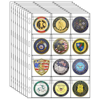10 Sheets Coin Collection Supplies Pages, Coins Collecting Pocket Page with Standard 9 Hole Coin Binder Sleeves for Coin Stamp Currency Collection (12 Pocket)