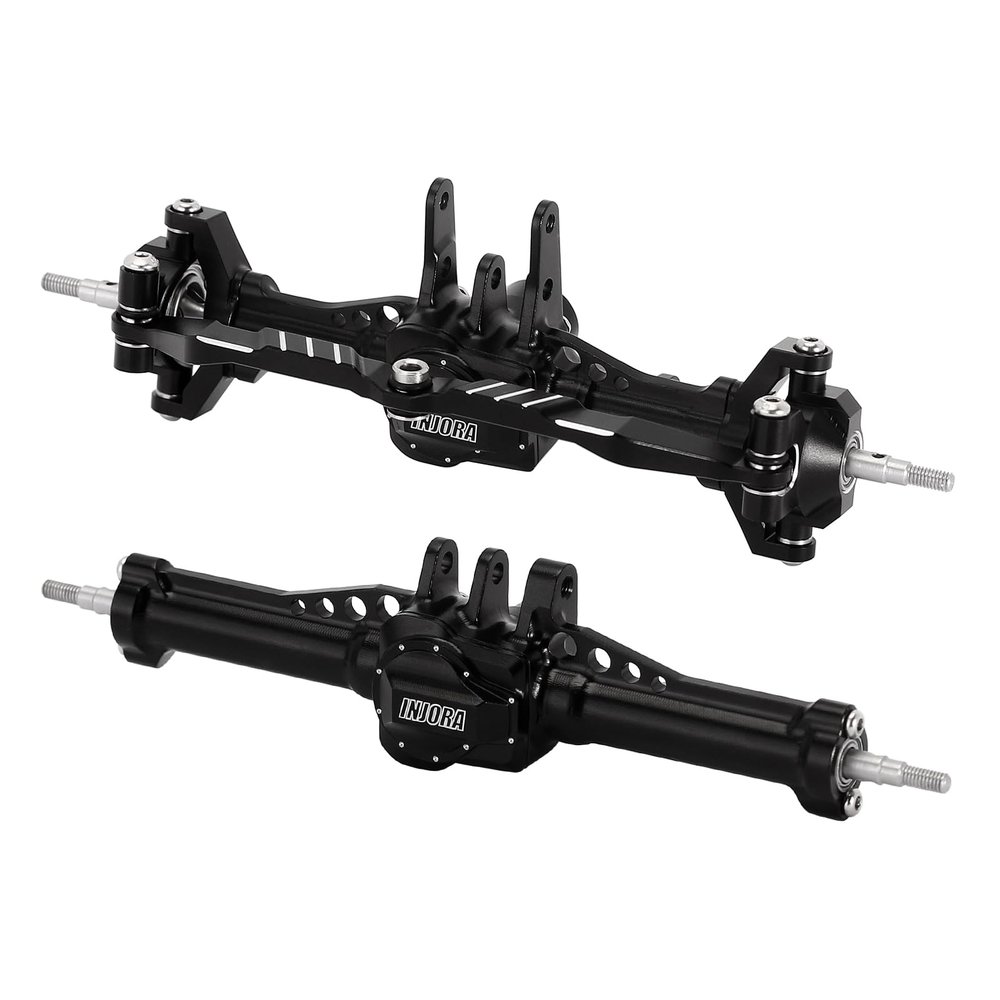 INJORA Front&Rear Axles Set - +4mm Extended Aluminum Complete Axles for TRX4M Upgrade 1/18 RC Crawler Car