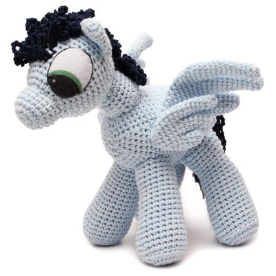 Applejack Pony Crochet Doll Handmade Amigurumi Plush Toy VAC (Blue-Dark Blue)