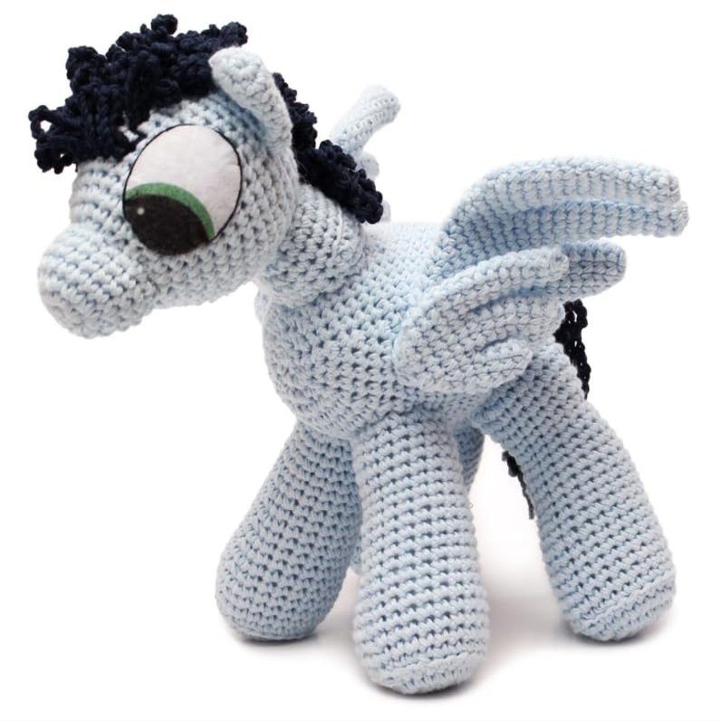 Applejack Pony Crochet Doll Handmade Amigurumi Plush Toy VAC (Blue-Dark Blue)