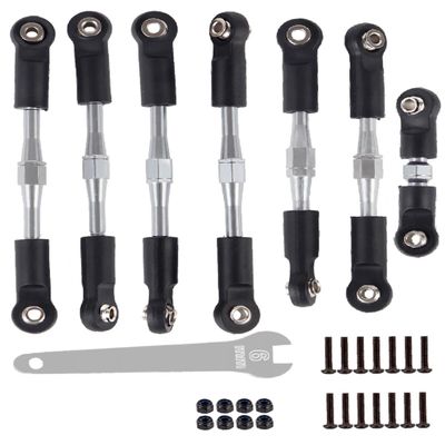 HopsupRC Adjustable Turnbuckles Upgrades Part for 1/10 Slash/Rustler/Stampede/Bandit VXL 4WD, Adjustable Turnbuckles Camber Links Toe Link,7PCS Silver