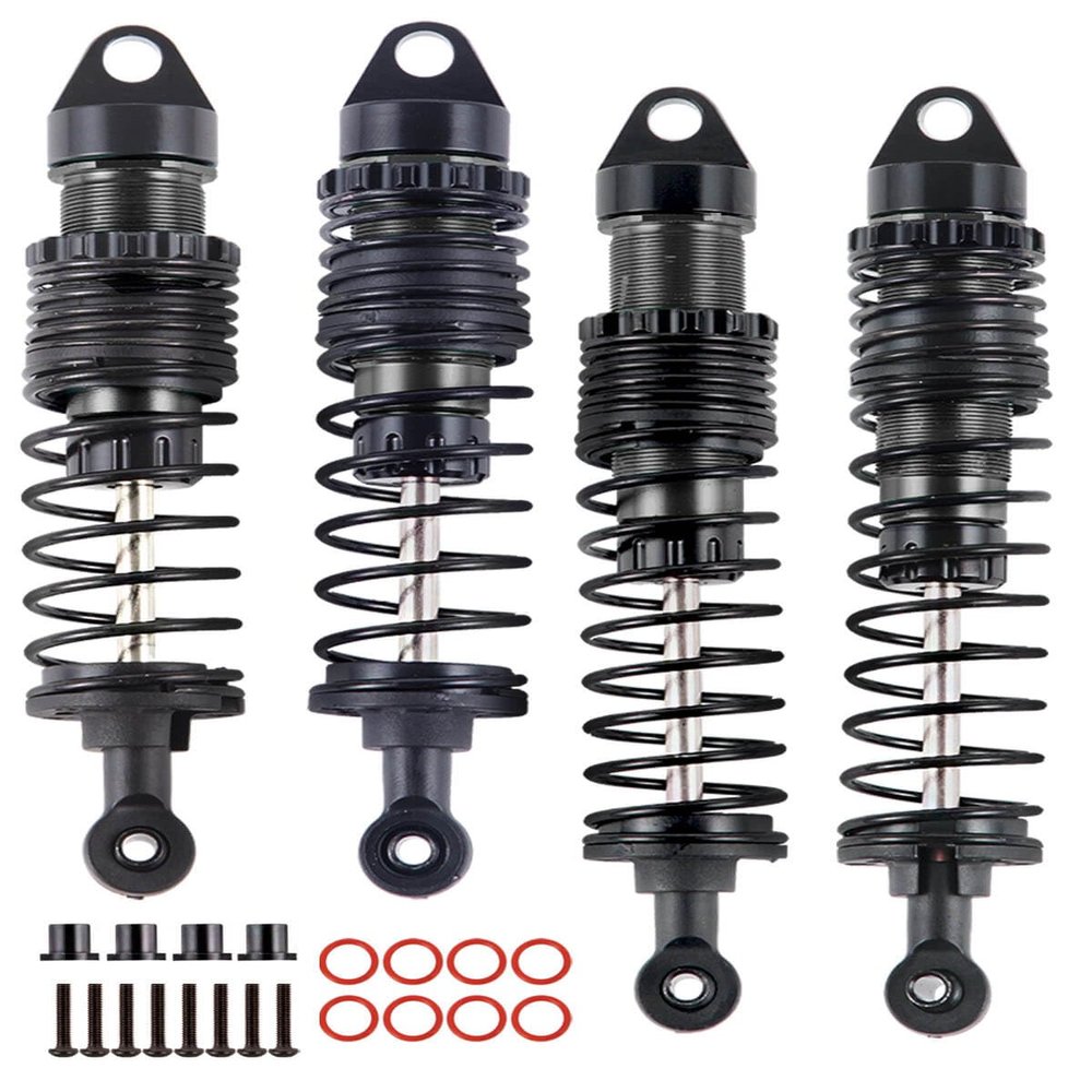 hopsupRC Full Aluminum Big Bore RC Shocks Absorber Damper Upgrades Part for 1/10 Slash/Stampede/Rustler/Bandit VXL 4X4 2WD,Front Rear Assembled Full Metal Shocks,4PCS Black