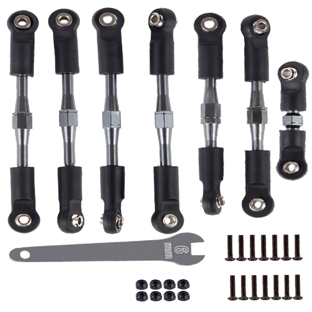 hopsupRC Adjustable Turnbuckles Upgrades Part for 1/10 Slash/Rustler/Stampede/Bandit VXL 4WD, Adjustable Turnbuckles Camber Links Toe Link,7PCS Titanium