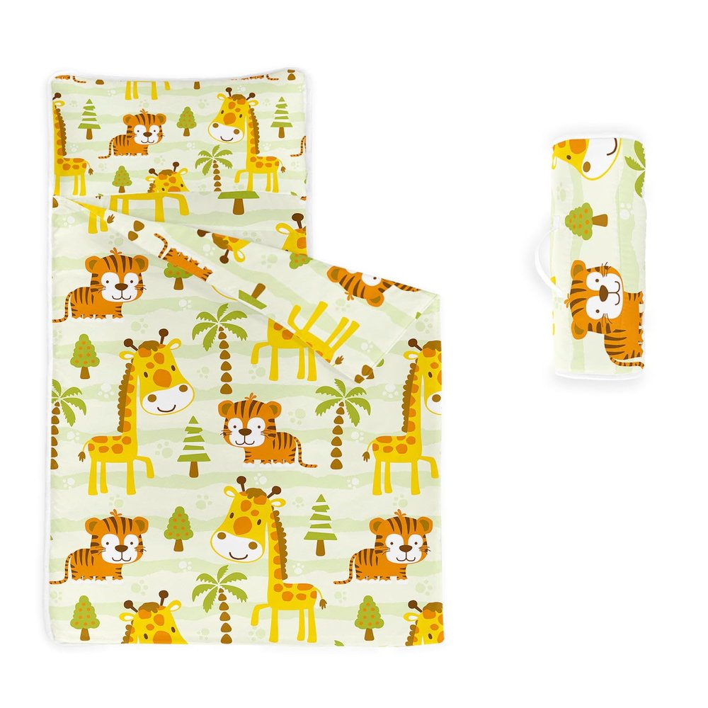 Datura home Nap Mat -Tiger Giraffe Sleeping Bag with Removable Pillow - Daycare and Sleepovers Preschool Kindergarten Bedding Set for Kids Toddler Boys Girls(Giraffe Large)