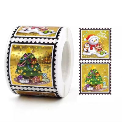 100pcs Gold Merry Christmas Stickers, Merry Christmas Stickers, Christmas Product Packaging, Size Each Sticker About 1.5"x1.5"