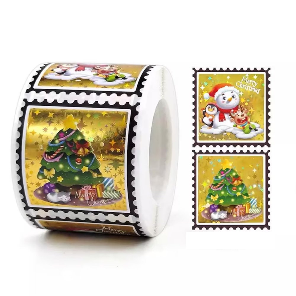 100pcs Gold Merry Christmas Stickers, Merry Christmas Stickers, Christmas Product Packaging, Size Each Sticker About 1.5"x1.5"