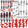 hopsupRC Upgrades for 1/10 Rustler/Slash/Stampede 4x4,RC Shocks&Steel Drive Shaft CVD&Adjustable Turnbuckles Camber Links&A Arm&Caster Block,Steering Blocks,Stub Axle Carriers,Wheel Hex&Hex Hub,Red view 1
