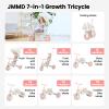 JMMD Baby Tricycle, 7-in-1 Foldable Kids Trike with Adjustable Parent Handle, Safety Harness & Wheel Brakes, Removable Canopy, Stroll Trike for Boys & Girls Ages 18 Months-5 Years, Pink view 2