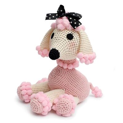 Cream-Pink Poodle Crochet Doll Handmade Amigurumi Plush Toy VAC
