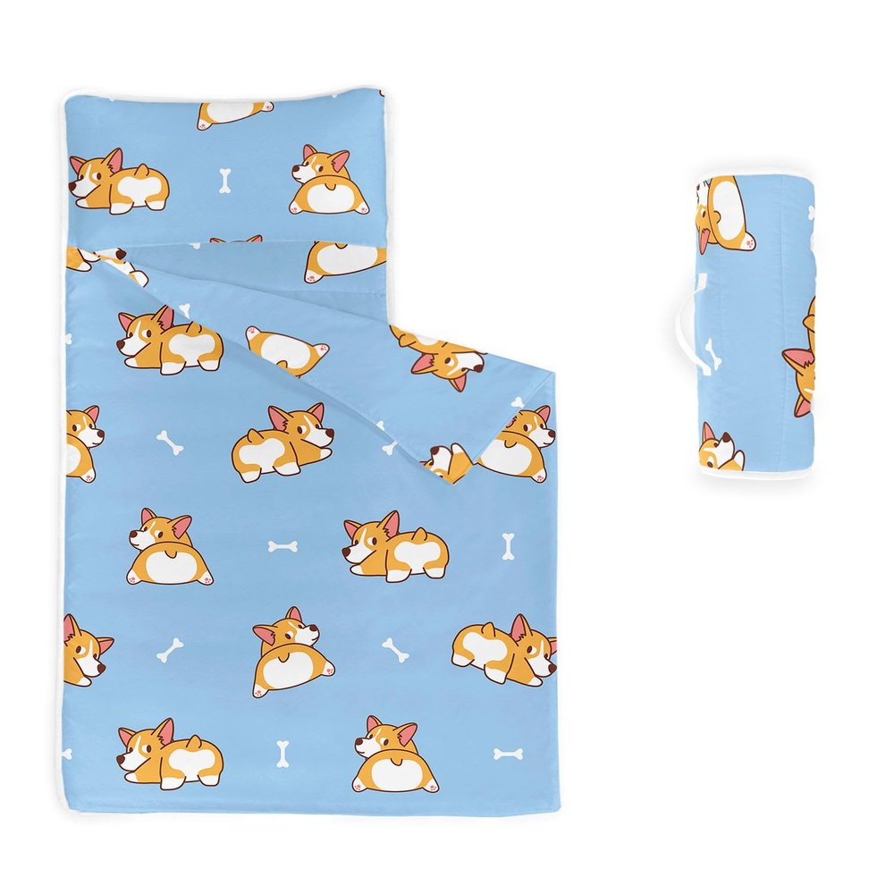 Datura home Nap Mat -Cute Dogs Sleeping Bag with Removable Pillow - Daycare and Sleepovers Preschool Kindergarten Bedding Set for Kids Toddler Boys Girls(Dogs Standard)