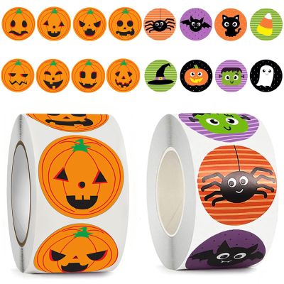 1000 Pcs Halloween Roll Stickers, Round Seal Label Stickers Halloween Pumpkin Bat Spider Stickers 1 inch Cute Self Adhesive Gift Stickers Envelope Seals Paster for Halloween Decorations