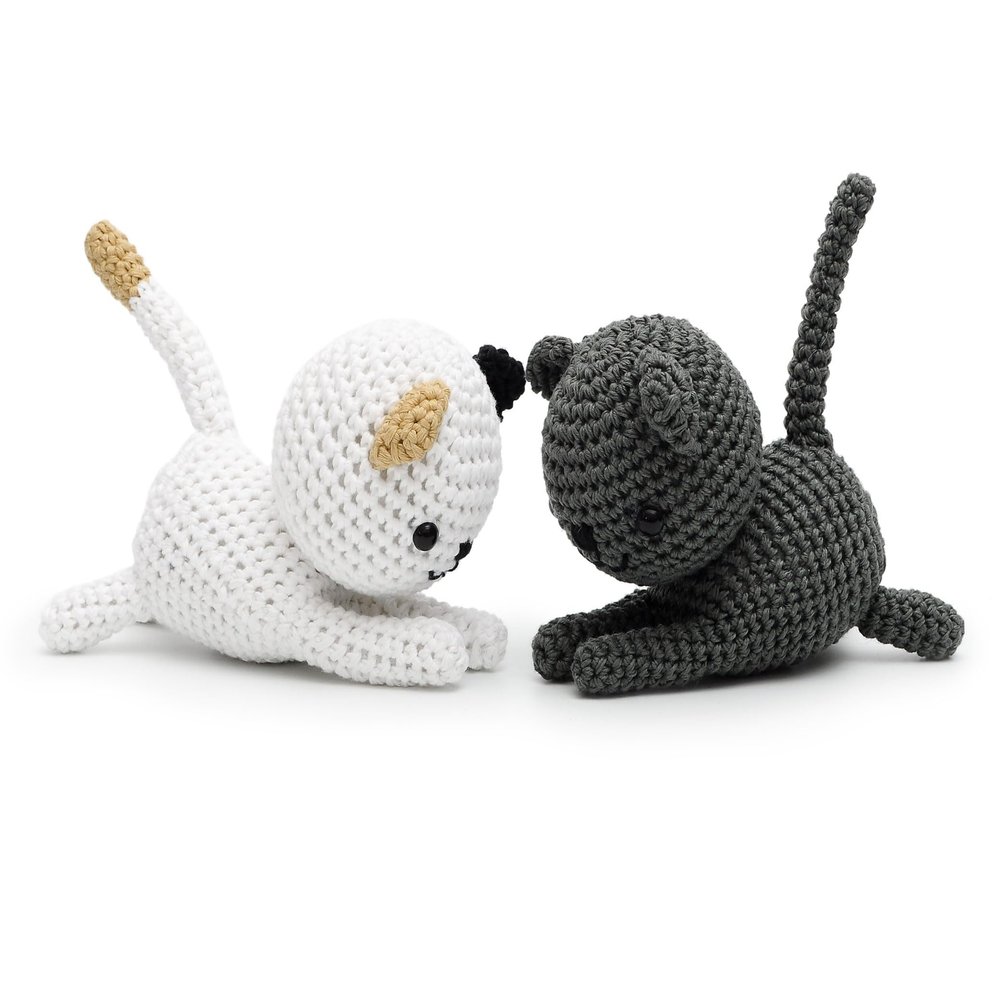 Dark Grey Lying Kitten Crochet Doll Handmade Amigurumi Plush Toy VAC