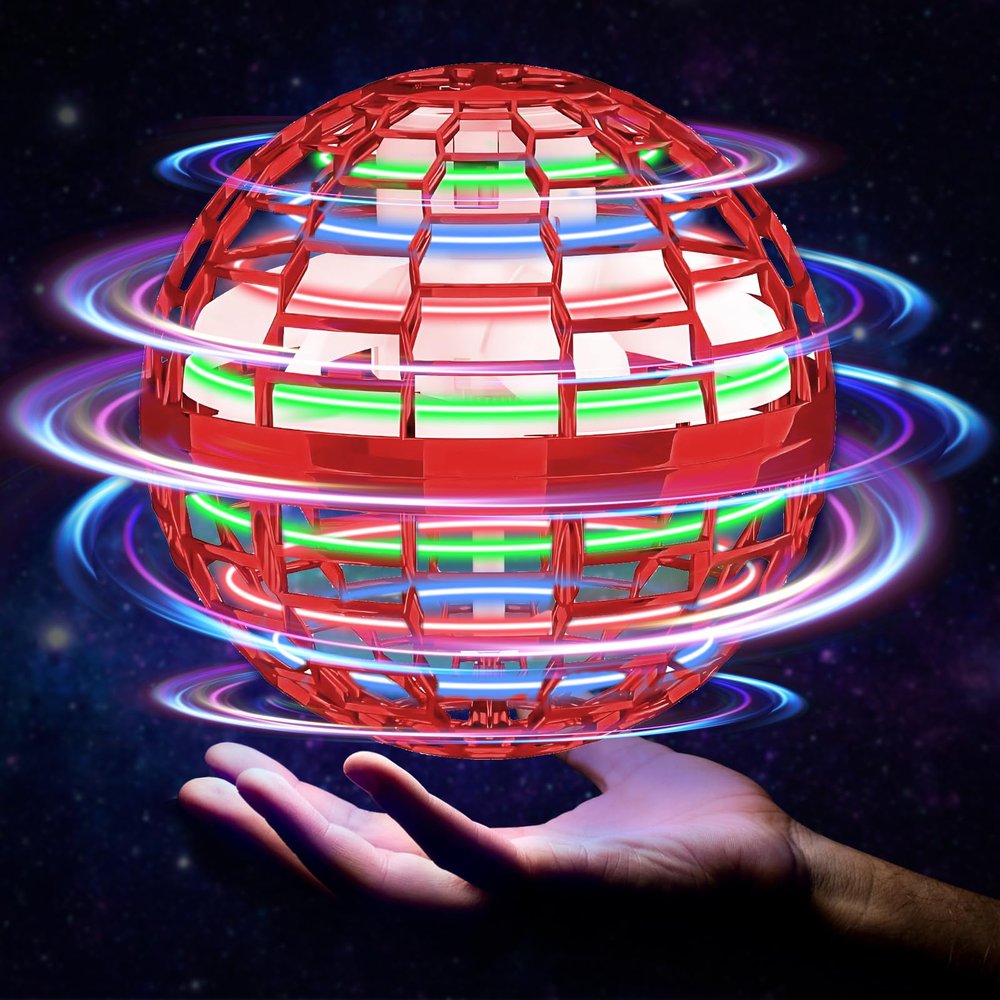 Flying Orb Ball Toy, 2024 Upgraded Boomerang Hover Ball Fidget Spinner for Kids, Hand Drone Orbit, Cool Toys Gift for 6 7 8 9 10+ Year Old Boys Girls Teens Outdoor Toys(Red)