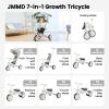 JMMD Baby Tricycle, 7-in-1 Multifunctional Kids Trike with Adjustable Parent Handle, Safety Harness & Wheel Brakes, Removable Canopy, Stroll Trike for Boys & Girls Ages 18 Months-5 Years, Gray view 2