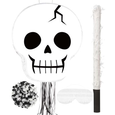 Aoriher Ghost Piata Pink Halloween Piata White Pink Ghost Party Piata with Bat Stick Blindfold Mask Confetti for Halloween Holiday Theme Festival Birthday Party Supplies Decoration(Skeleton)