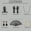 6 Pcs Girl's Fashion Flapper Dresses Costume Set Roaring 1920s Flapper Dresses Accessories Includes Feather Headband Gloves Fan and Pearl Decorations for Halloween Children Birthday Party Favor Gifts view 2