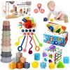 EPOGG 6 in 1 Montessori Toys for Babies 6-12 Months Up - Incl Pull String Toy, Stacking Cups, Tissue Box, Suction Cup Spinner, Stacking Blocks,Activity Cube, Baby Toys for 1 2 3 Year Old view 1