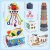 EPOGG 6 in 1 Montessori Toys for Babies 6-12 Months Up - Incl Pull String Toy, Stacking Cups, Tissue Box, Suction Cup Spinner, Stacking Blocks,Activity Cube, Baby Toys for 1 2 3 Year Old view 3