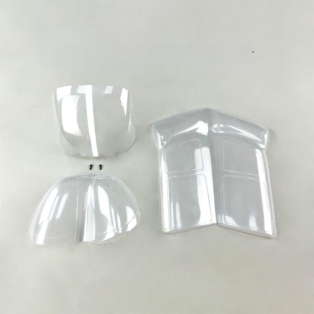 Spare Parts for Roban 450 Size BELL-206 RC Helicopter Fuselage Spare Parts Nose Cover/Tail Part/Landing Gear/Window/Decal Replacement (Whole Set Window)