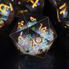 AUSTOR Liquid Core Resin DND Dice Sharp Edge Polyhedral Dice 7-Die DND Dice Set Quicksand Handmade Resin Dice for Dungeons and Dragons RPG MTG Table Games, Black view 1