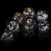 AUSTOR Liquid Core Resin DND Dice Sharp Edge Polyhedral Dice 7-Die DND Dice Set Quicksand Handmade Resin Dice for Dungeons and Dragons RPG MTG Table Games, Black view 4