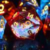 AUSTOR Liquid Core Resin DND Dice Sharp Edge Polyhedral Dice 7-Die DND Dice Set Quicksand Handmade Resin Dice for Dungeons and Dragons RPG MTG Table Games, Flame Red & Ice Blue view 1