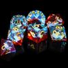 AUSTOR Liquid Core Resin DND Dice Sharp Edge Polyhedral Dice 7-Die DND Dice Set Quicksand Handmade Resin Dice for Dungeons and Dragons RPG MTG Table Games, Flame Red & Ice Blue view 4