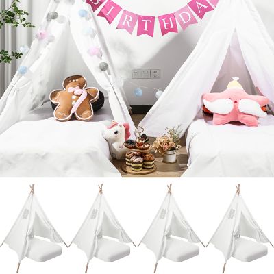 Syhood 4 Pack Kids Inflatable Bed Teepee Tent Set, Includes 4 Portable Air Mattresses, Foldable Tents, and White Flat Sheets