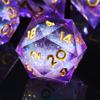 AUSTOR Liquid Core Resin DND Dice Sharp Edge Polyhedral Dice 7-Die DND Dice Set Quicksand Handmade Resin Dice for Dungeons and Dragons RPG MTG Table Games, Violet view 1