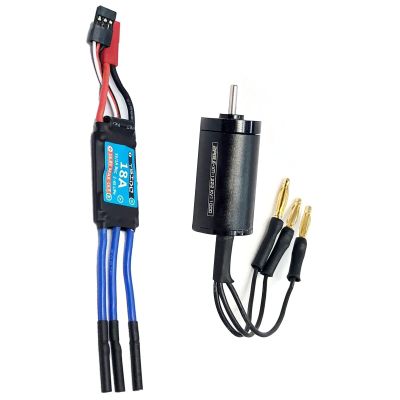 ZEZEFUFU Waterproof 18A ESC with 11000KV 2 Poles Brushless Motor for 1/28 1/32 RC Car Upgrade Parts